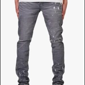 Purple Brand Painted Ripped Knee Slit Skinny Jeans